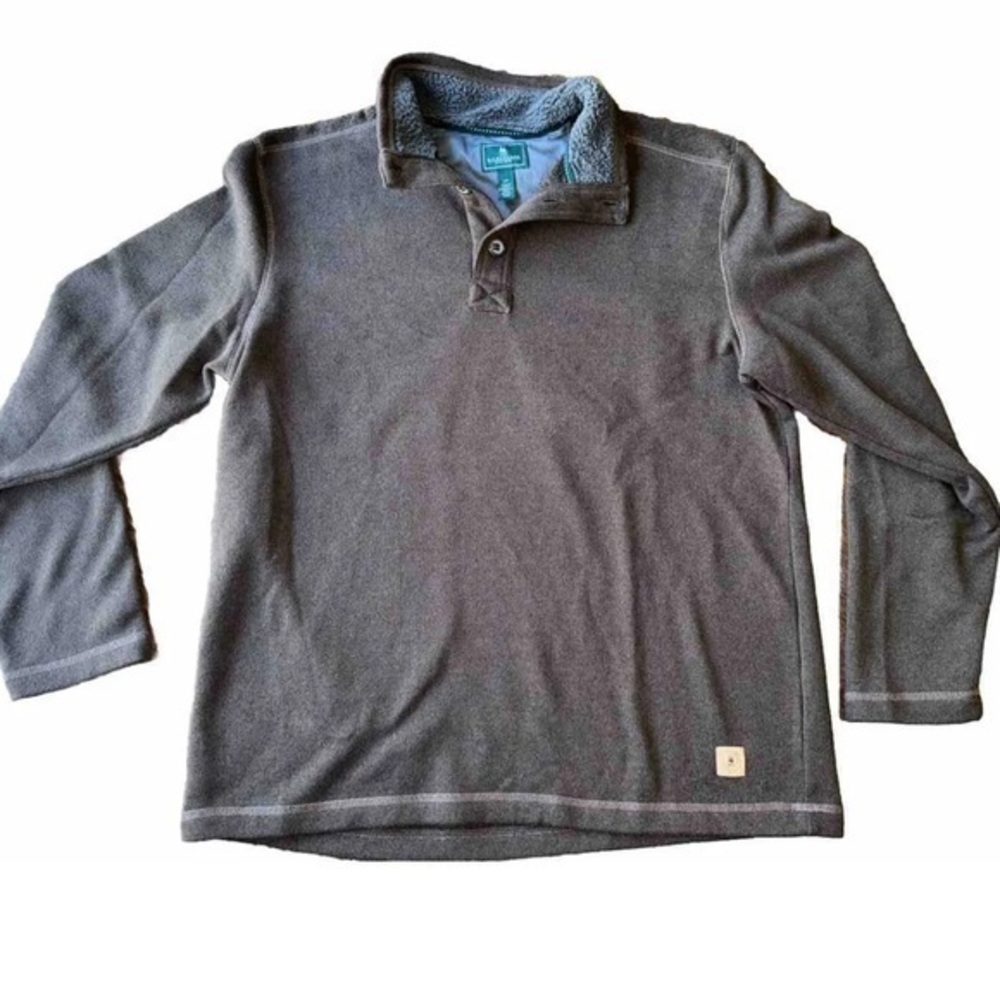 GH Bass Sweater Men's Large Brown‎  Pullover 1/4 Button Fleece